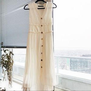 ZARA White Corset-like Cotton Buttoned-Down Dress